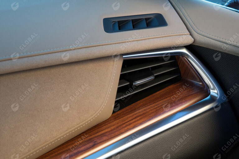 Wood trim car dashboard