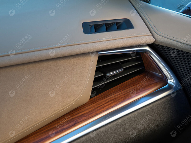Wood trim car dashboard